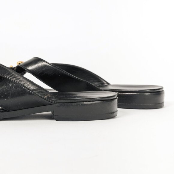 Chanel 96P Black Leather CC-Turnlock Flip Flips - Picture 9 of 10